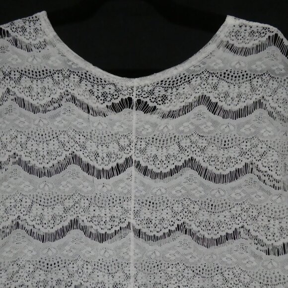 COTTON EXPRESS | large | White Lace Short Sleeve Shirt - Picture 9 of 14